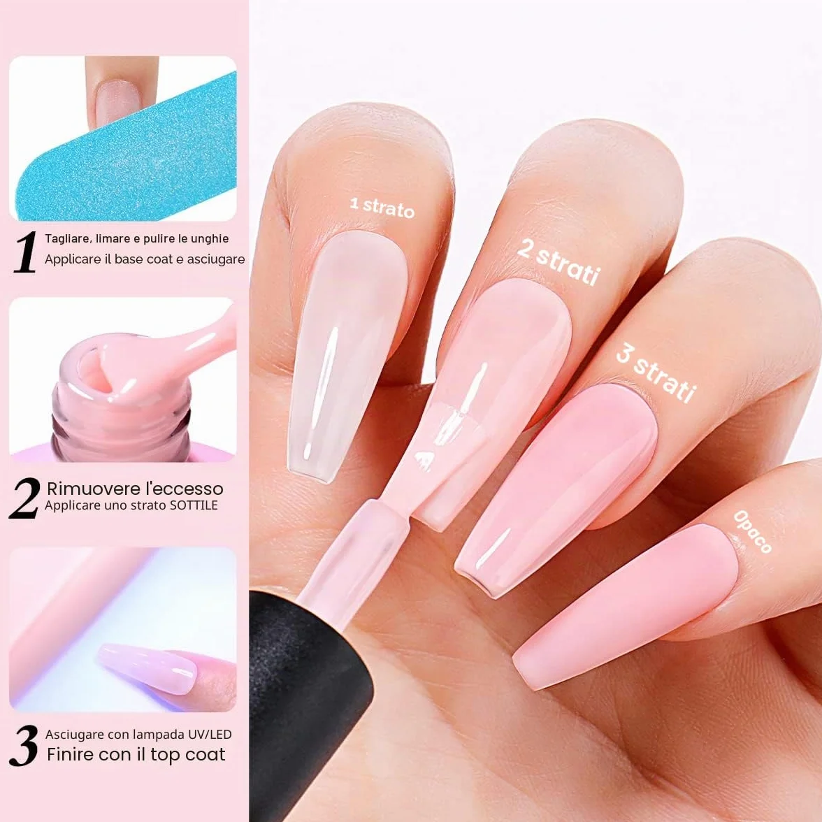 AIMEILI Base e Top Coat Semipermanente Smalto per Unghie in Gel UV LED Soak Off Kit Senza HEMA 10ml