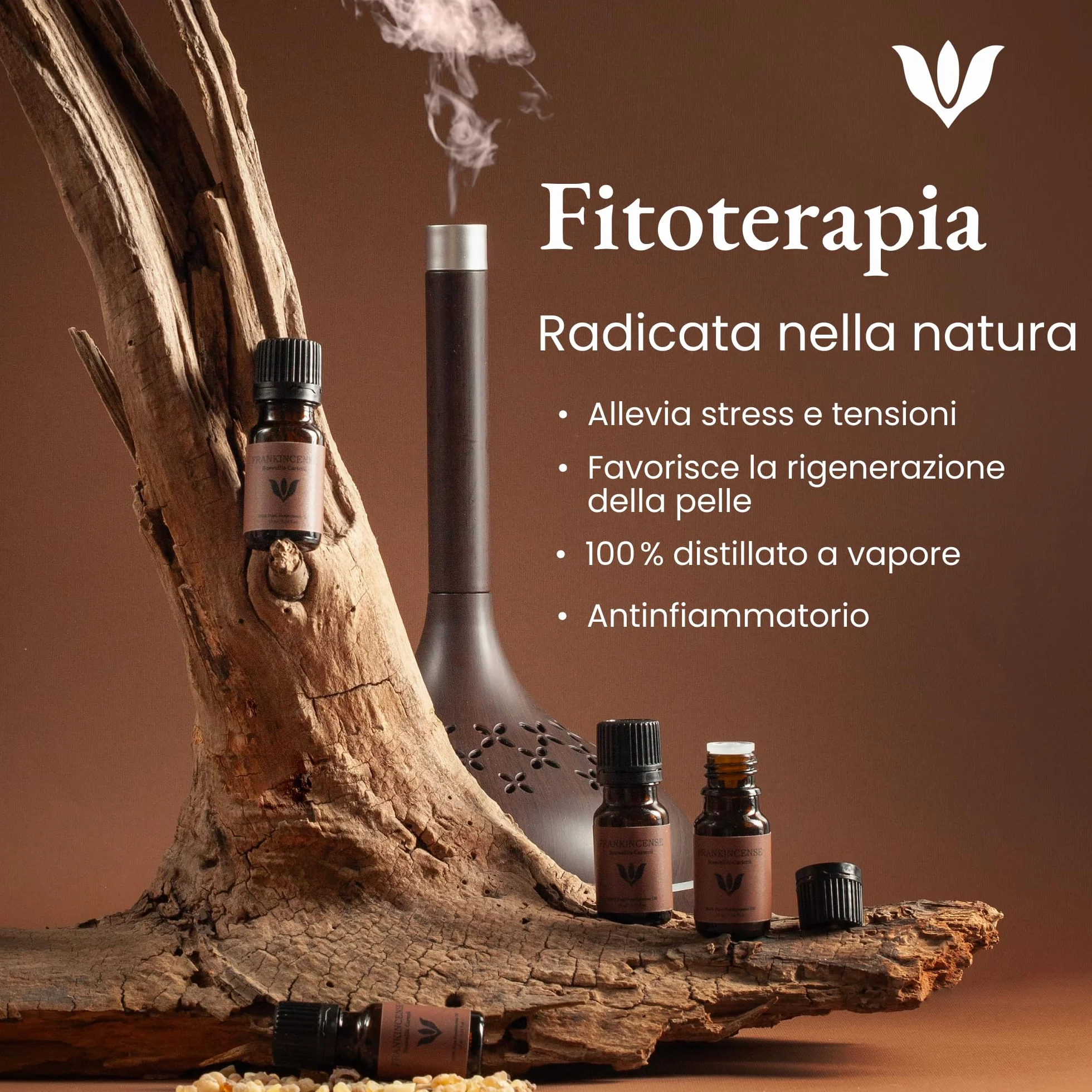 Olio Essenziale Incenso Puro 100% 10ml Naturale Distillato a Vapore per Viso e Diffusore