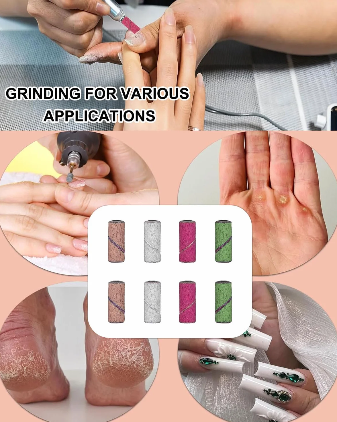 60 Pcs Fresa per Unghie Professionale Granulometria 80/120/180/240 Accessori Manicure Pedicure