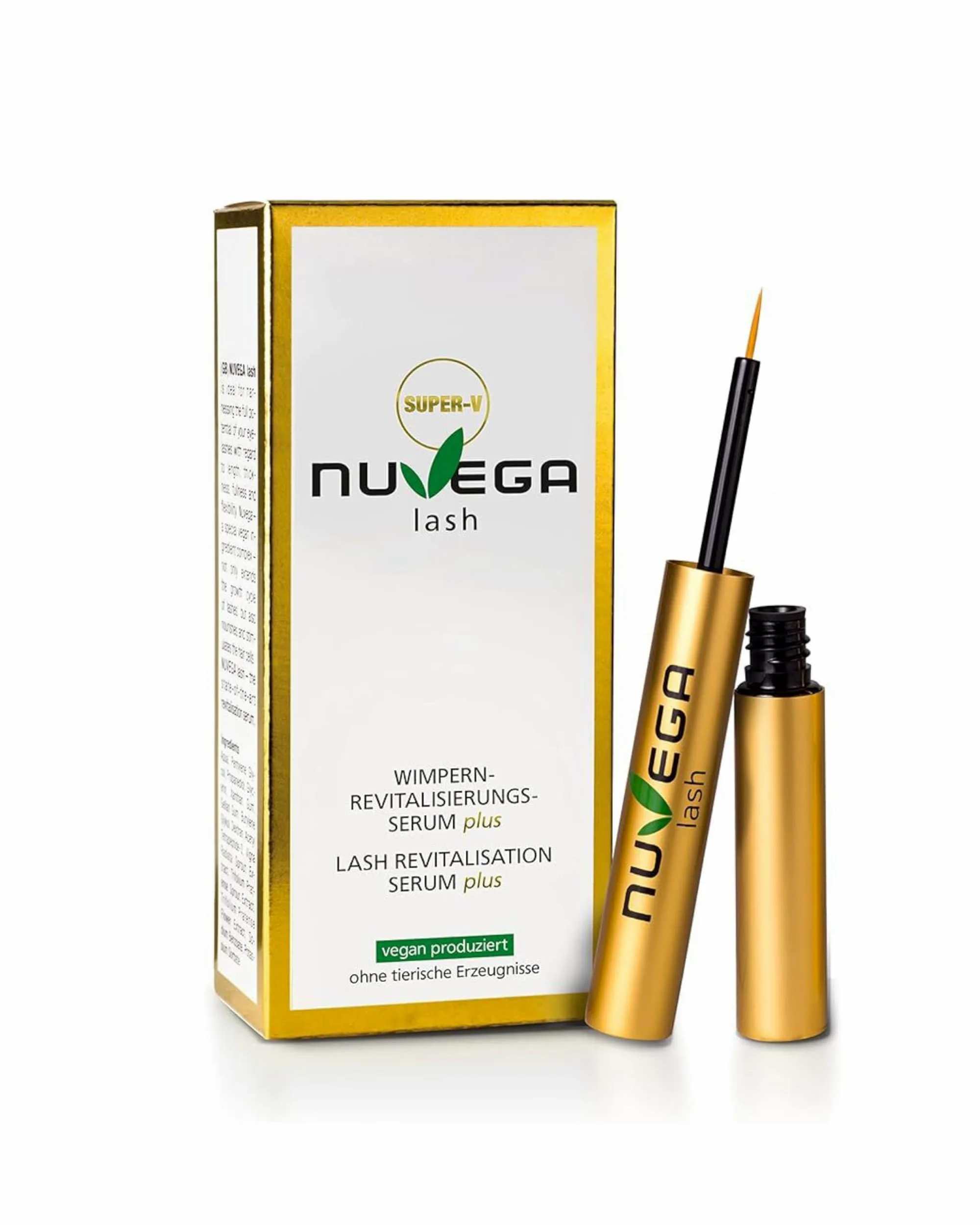 Nuvega Lash Super V - Siero Vegano per Ciglia e Sopracciglia I Ciglia Lunghe in 4-6 Settimane I Eyelash Serum Rigenerante I Siero Crescita/Allungamento Ciglia I Prodotto in Germania I 3ml