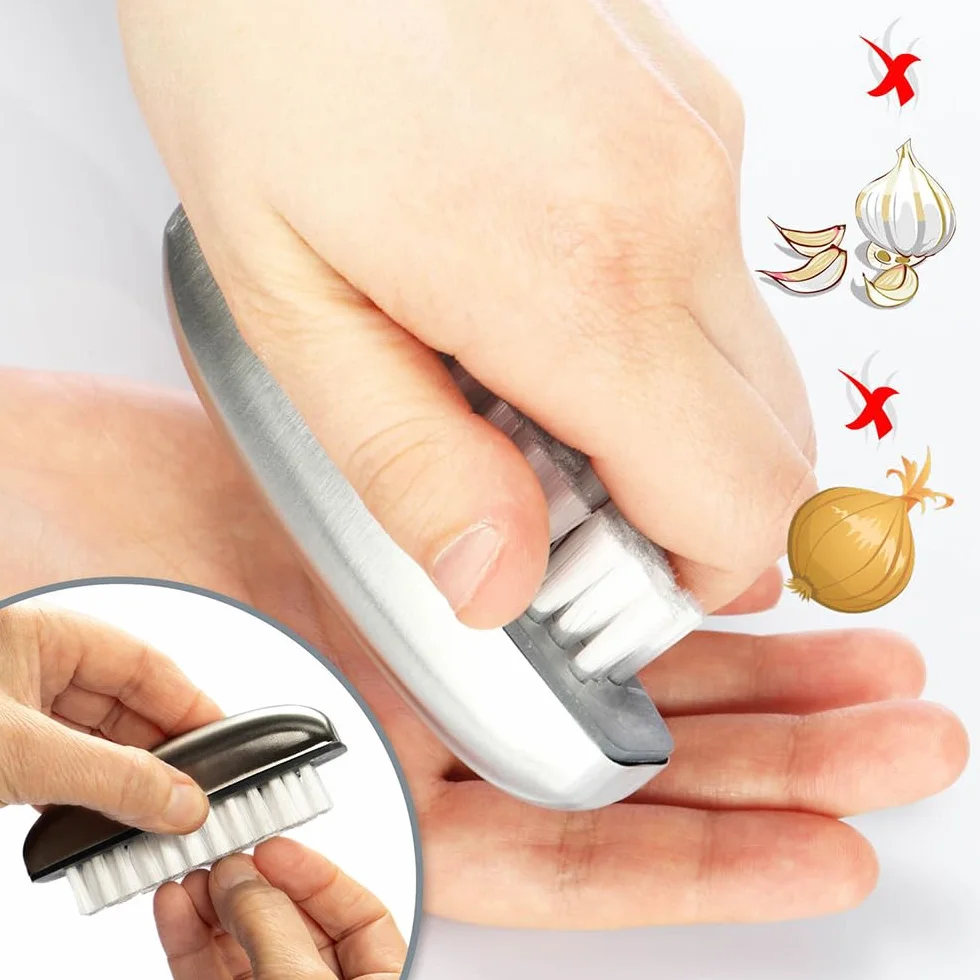 Spazzola Per Unghie Inox Kit Lavaggio Mani 2 Pezzi