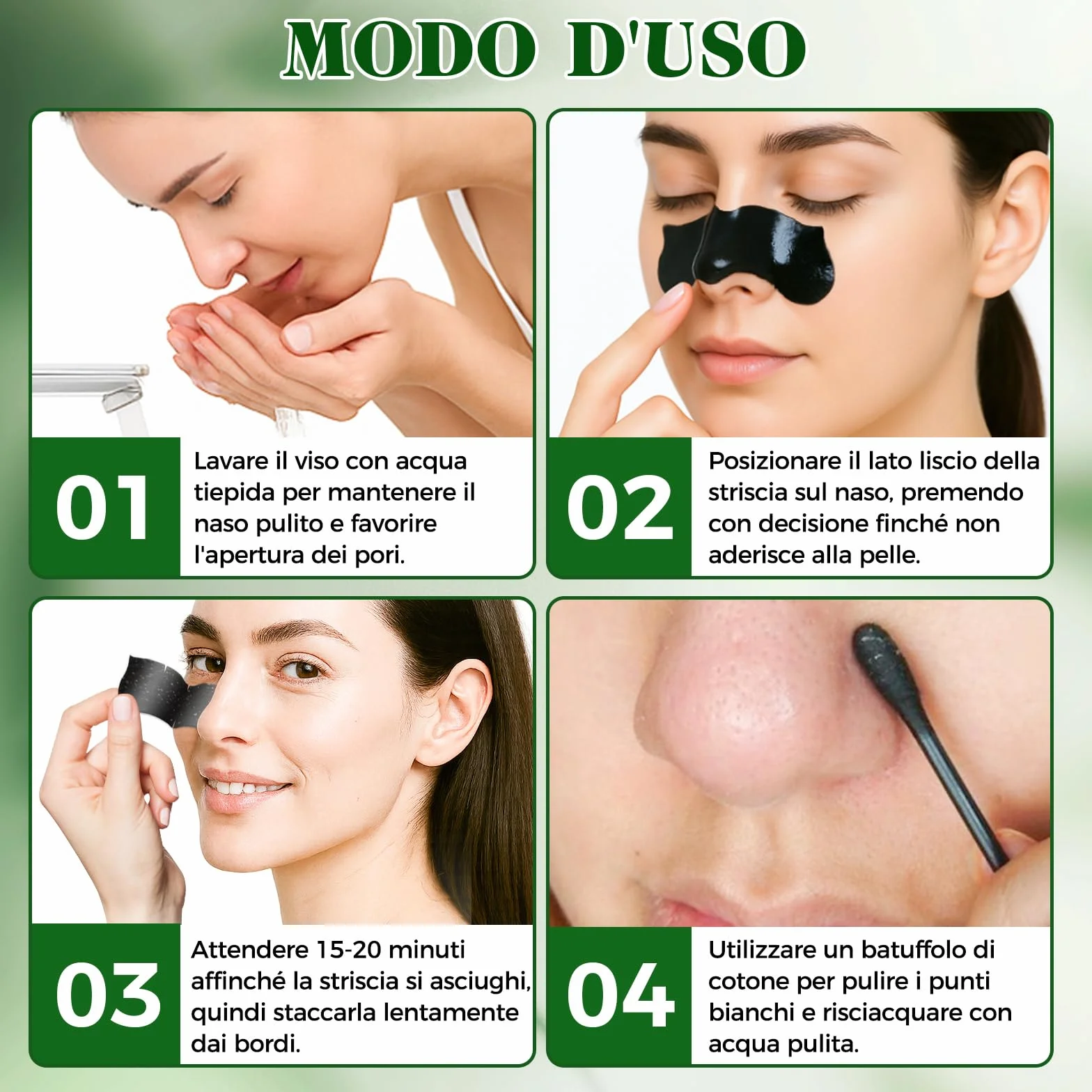 Punti Neri Rimozione, 80pcs Carbone Cerotti Togli Punti Neri Naso per Una Pulizia Profonda, Liberando i Pori, Efficace e Delicata Nose Strips per Tutti i Tipi di Pelle