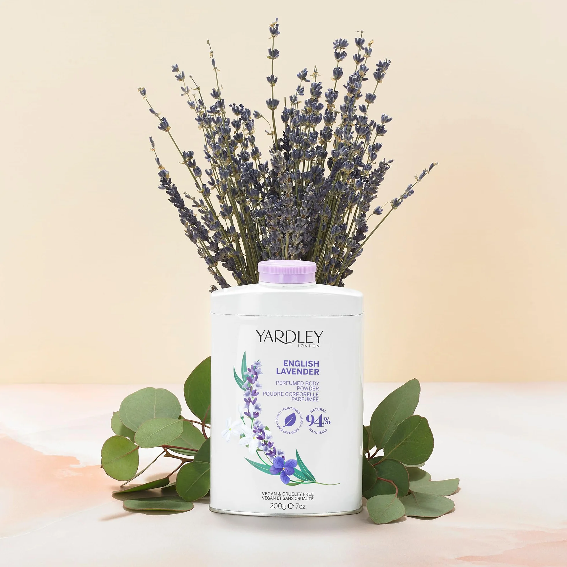 Yardley London Polvere per il corpo profumata alla lavanda inglese, talco per donne che aiuta a combattere odori e abrasioni, polvere per il corpo lavanda inglese 200 g