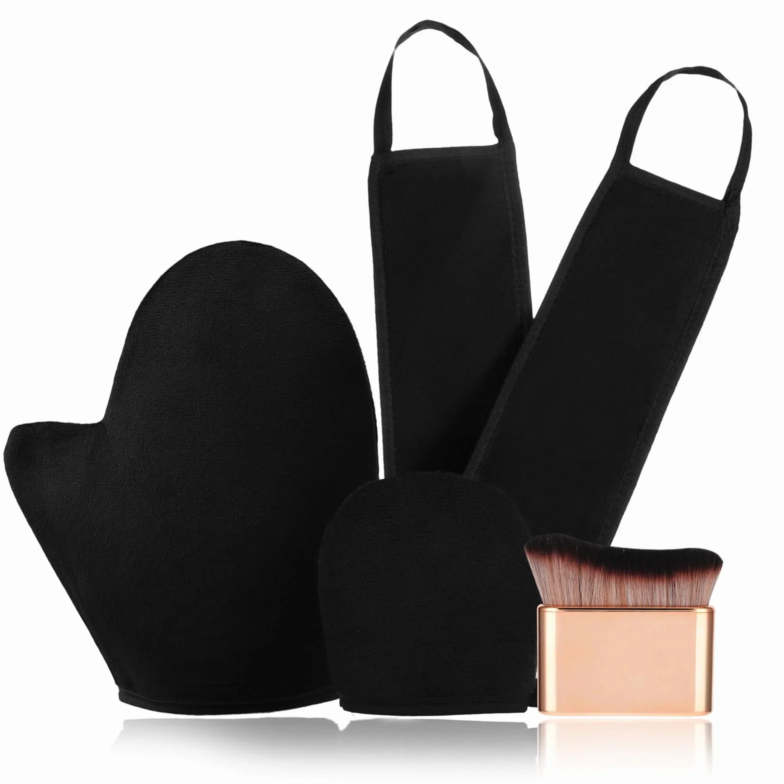 4 Pezzi Kit Guanto Autoabbronzante, Autoabbronzante Guanti Applicatore, Applicatore Abbronzatura Riutilizzabili Lavabili, per Crema Abbronzante, Nero