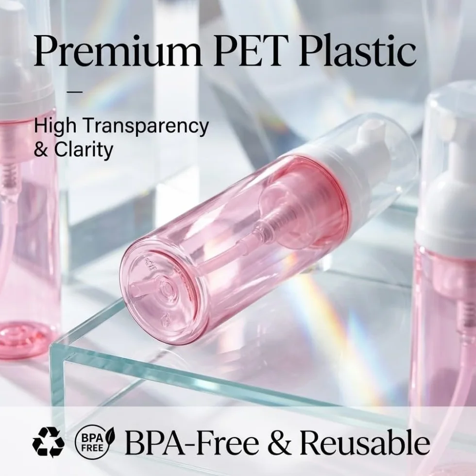 3 Pezzi Flaconi Dispenser Schiuma Vuoti, 60ml Boccette in Plastica PET con Pompa, Perfetto per Viaggi e Uso Quotidiano, Contenitori Ricaricabili e Ermetici