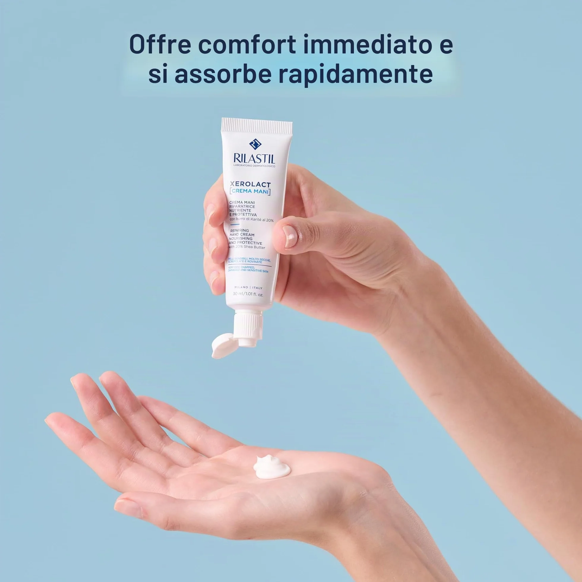 Rilastil Xerolact Crema Mani Riparatrice 100ml per Pelli Sensibili e Molto Secche