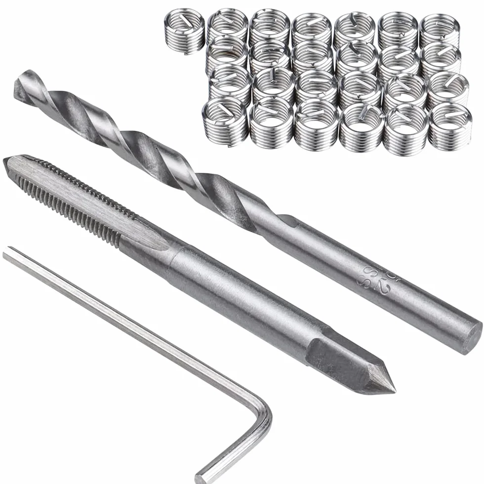 Mesee Kit Riparazione Filettatura M5 30 Pezzi, Inserti Filettati Acciaio Inossidabile con Punta Elicoidale e Chiave