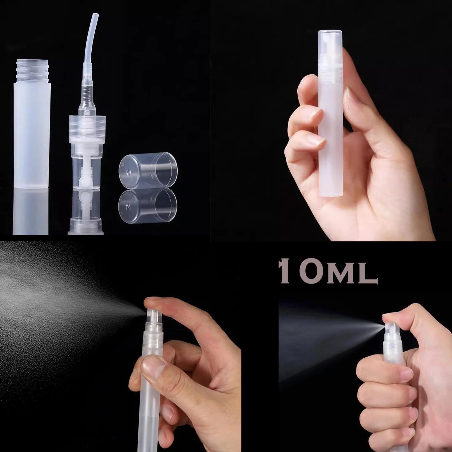 Set Borsa da Toilette Trasparente e Bottigliette da Viaggio per Aereo,4 PCS flaconi da viaggio aereo 100ml & flacone spray vuoto da viaggio, Contenitori Liquidi bottiglie per Shampoo Lozione Cosmetici