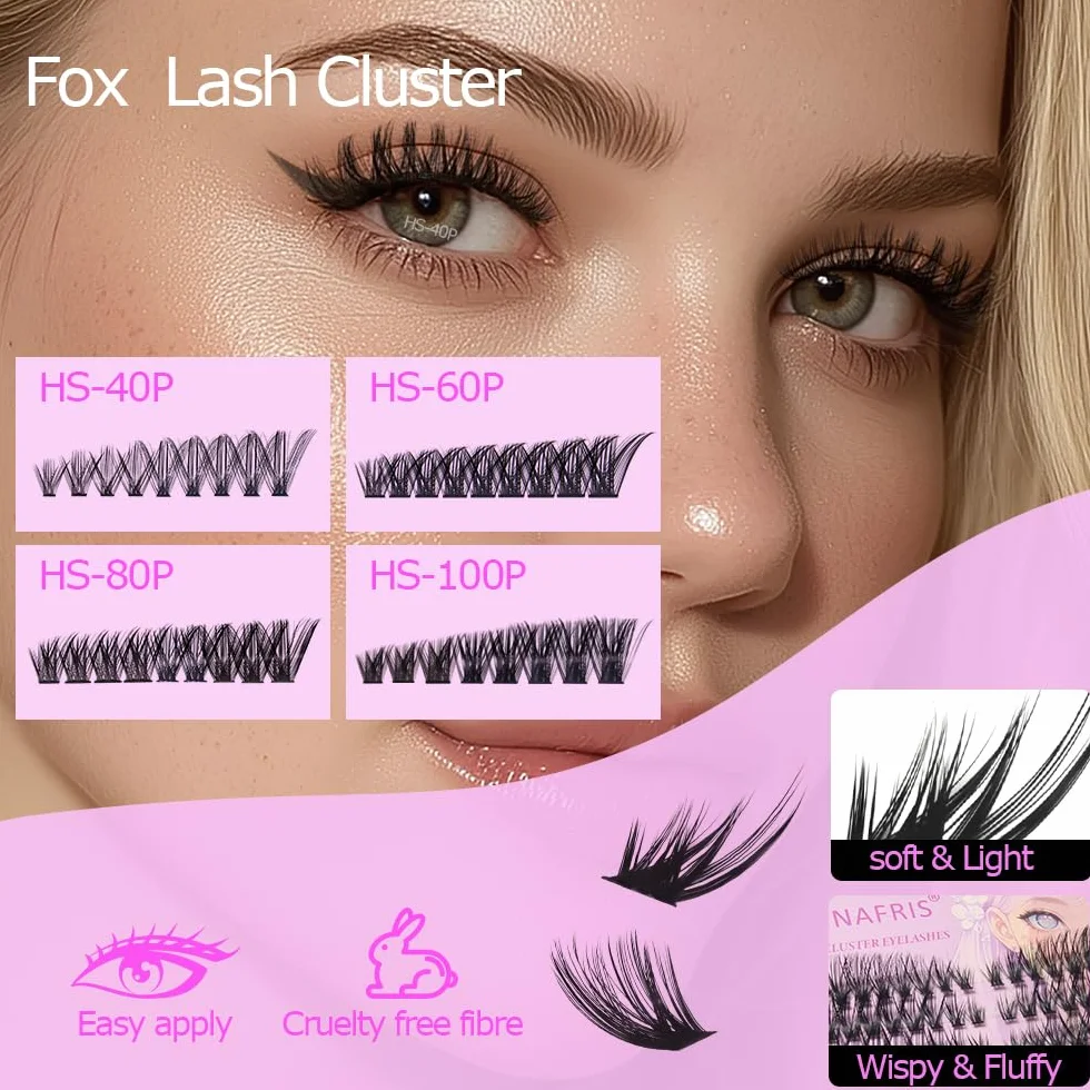 Ciglia Finte Ciuffetti Kit Naturali DIY Extension Ciglia Cluster Lashes con Pinze (HS)
