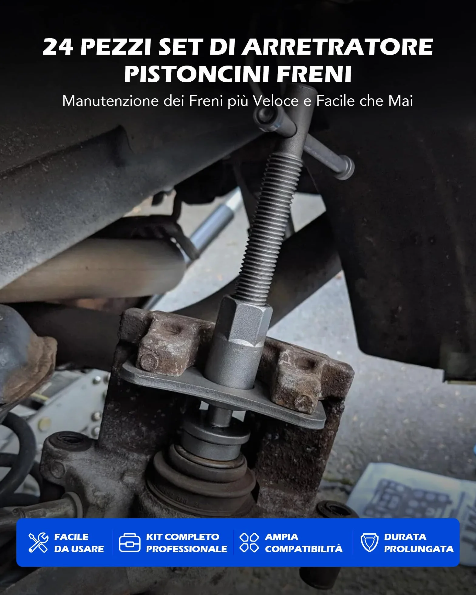 Orion Motor Tech Set di Arretratore Pistoncini Freni e Ripristino Pistone del Freno, Pinza Freno a Disco Universale 24 Pezzi con Custodia