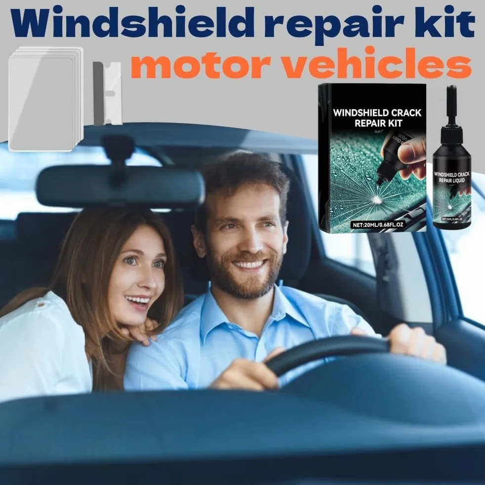Kit Riparazione Crepe Vetro Auto, 2pcs Parabrezza, Liquido Riparazione Vetro