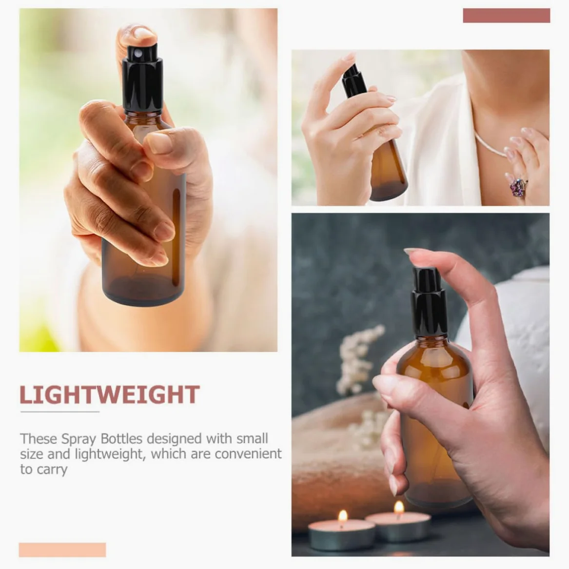 Bottiglie Spray Nebulizzatore Fine 12 Pezzi 30ml Riutilizzabili in Vetro Ambrato per Oli Essenziali per Viaggi e Uso Quotidiano