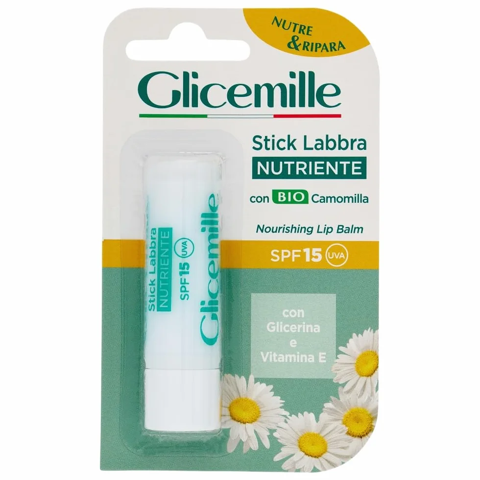 GLICEMILLE Stick Labbra Nutriente SPF 15 BIO Camomilla Glicerina Vitamina E 5,5ml