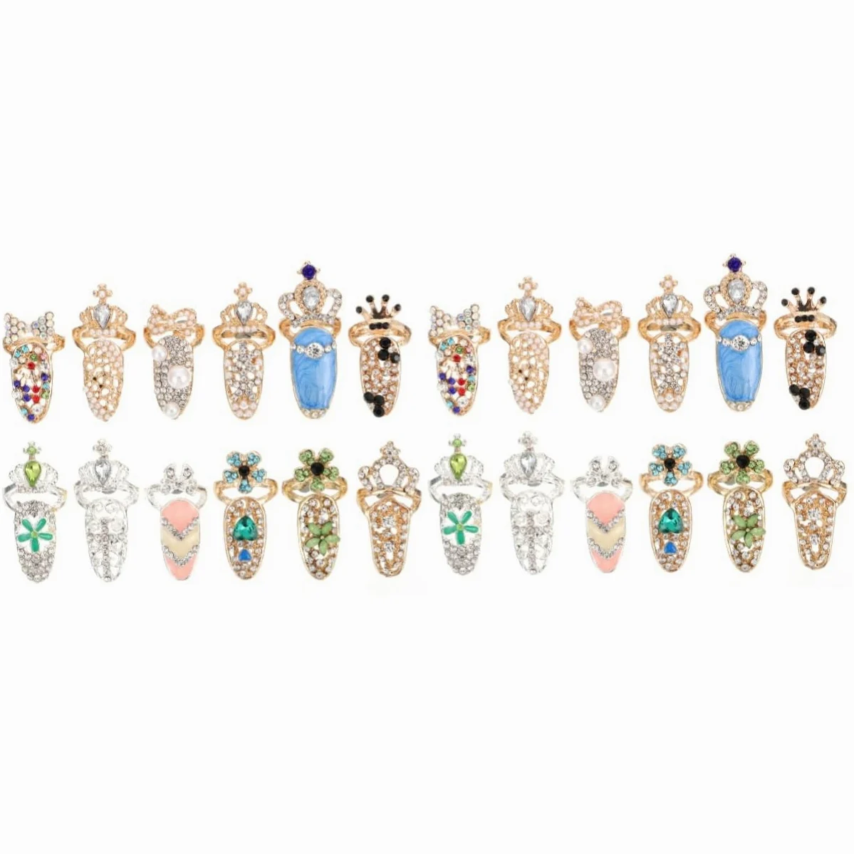 Mikinona Pz anello per unghie ordinare mini anelli per unghie mancia anelli pieni delle dita strass decorazioni unghie decorazioni per unghie Anello creativo gioielli per manicure lega