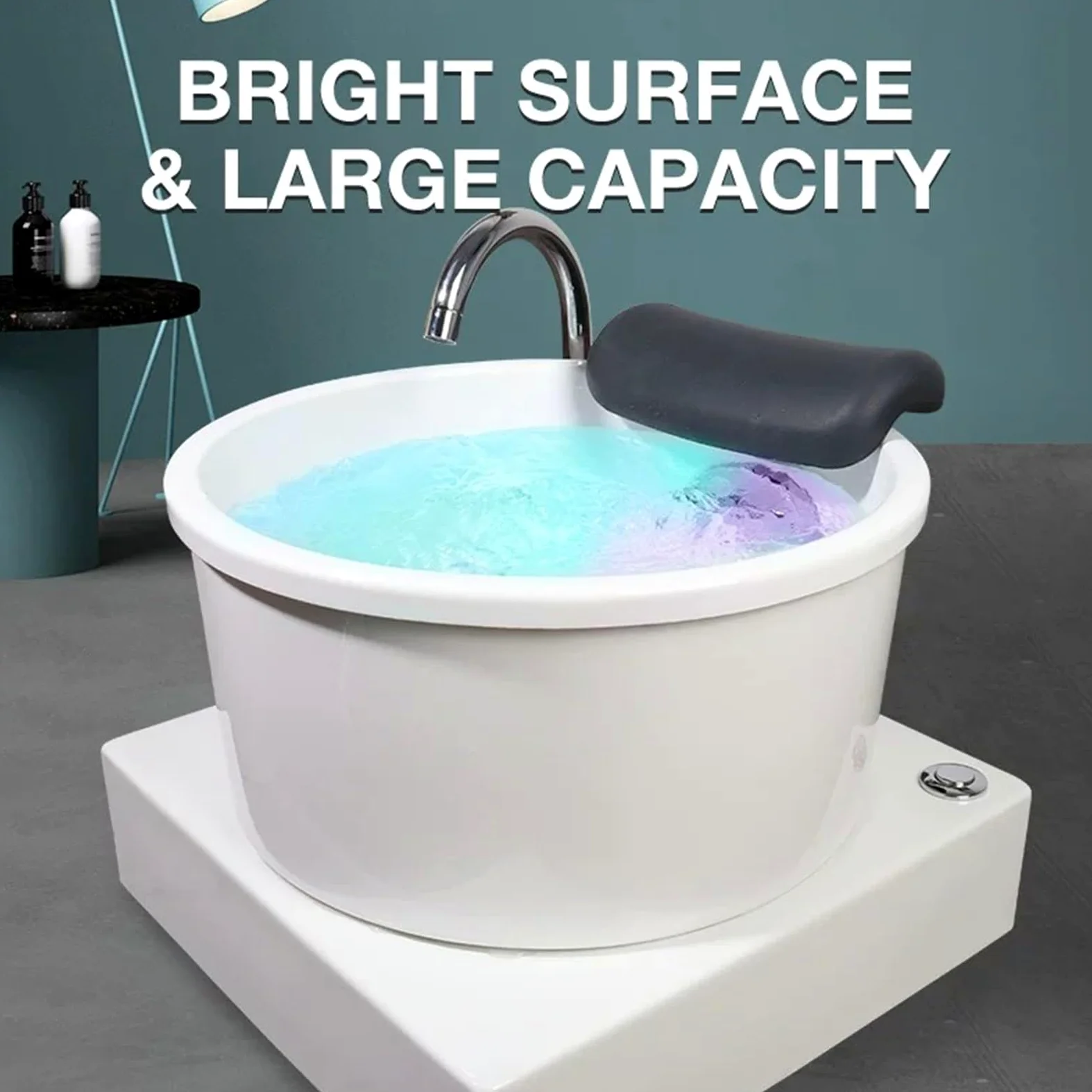 Massaggiatore Termale Piedi D'acqua, Vasca Piedi Rotonda Con 7 Luci LED | Design Ad Alta Capacità, Design Acrilico Monopezzo, Design Del Tappetino In PU