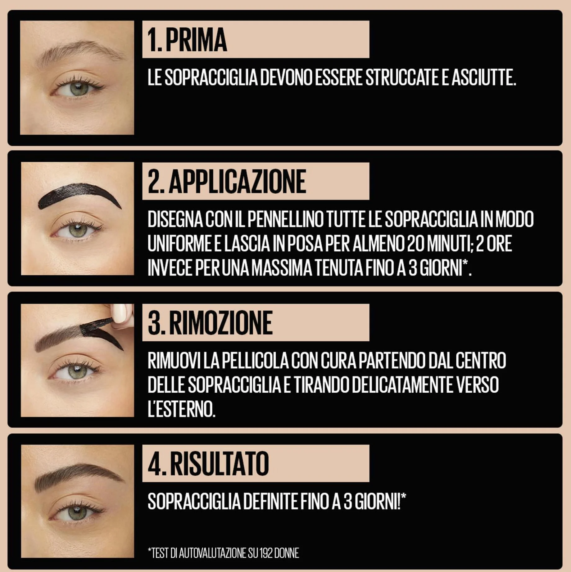 Maybelline New York Tinta Sopracciglia Semipermanente Tattoo Brow Peel-Off, Light Brown (01), 4,6 g