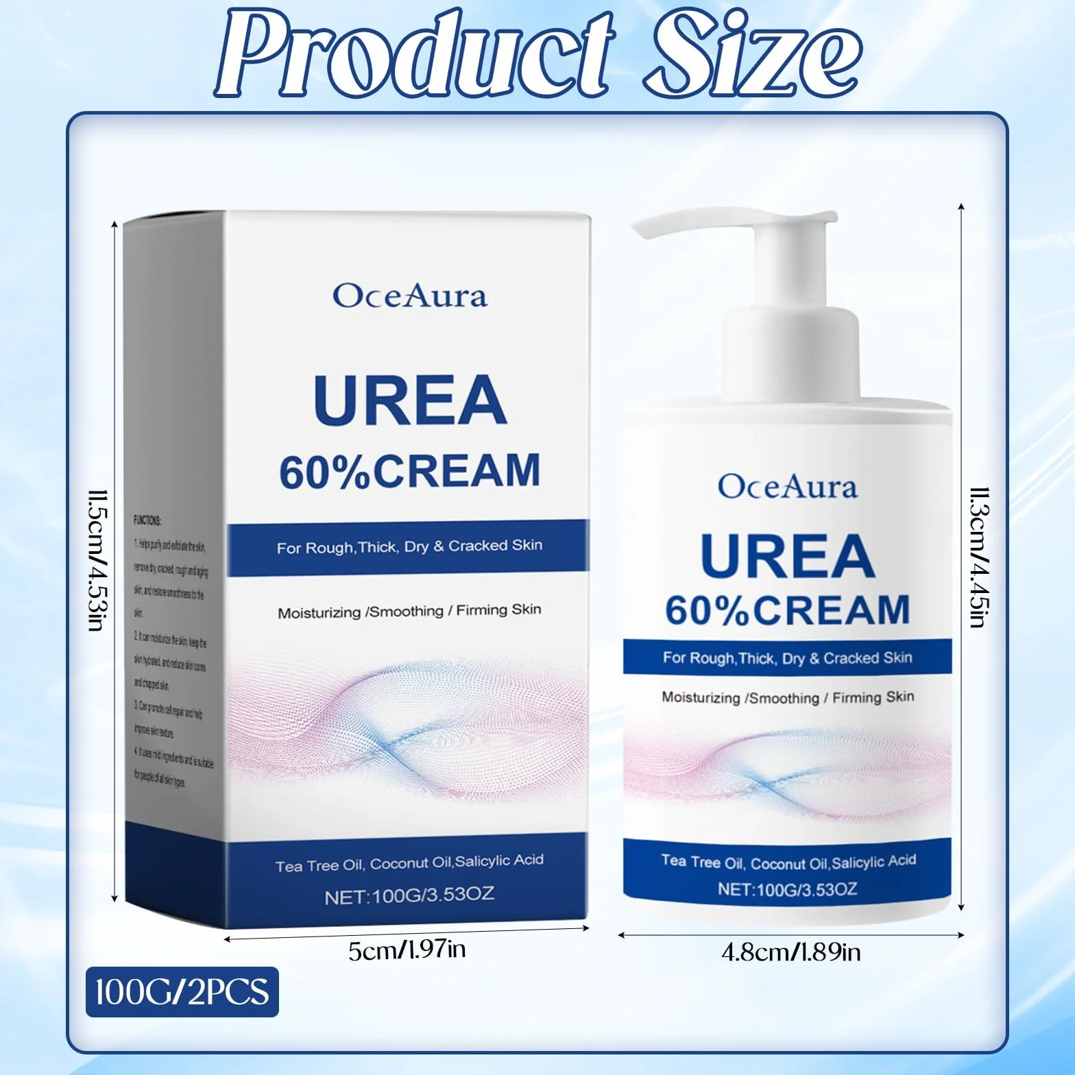 Crema Urea 2PCS, Urea Piedi, Piedi Arricchita con, Crema piedi secchi screpolati, per Mani, Talloni, Gomiti, Unghie e Ginocchia