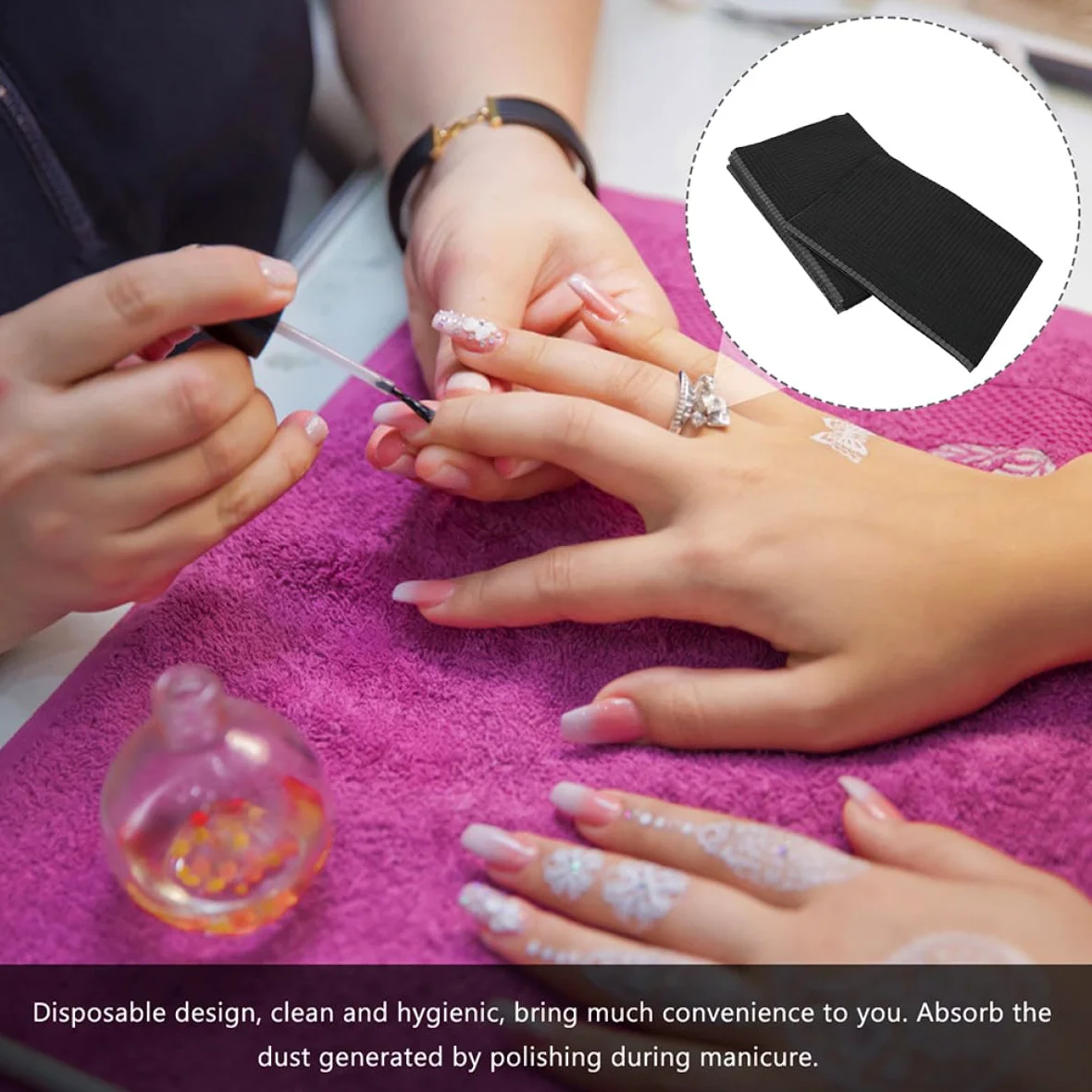 ULTECHNOVO Tovaglia di Carta Monouso per Manicure 125 Pezzi Nera, Cuscino da Scrivania Resistente allo Strappo, Assorbente e Pieghevole per Saloni di Bellezza Art Fai da Te