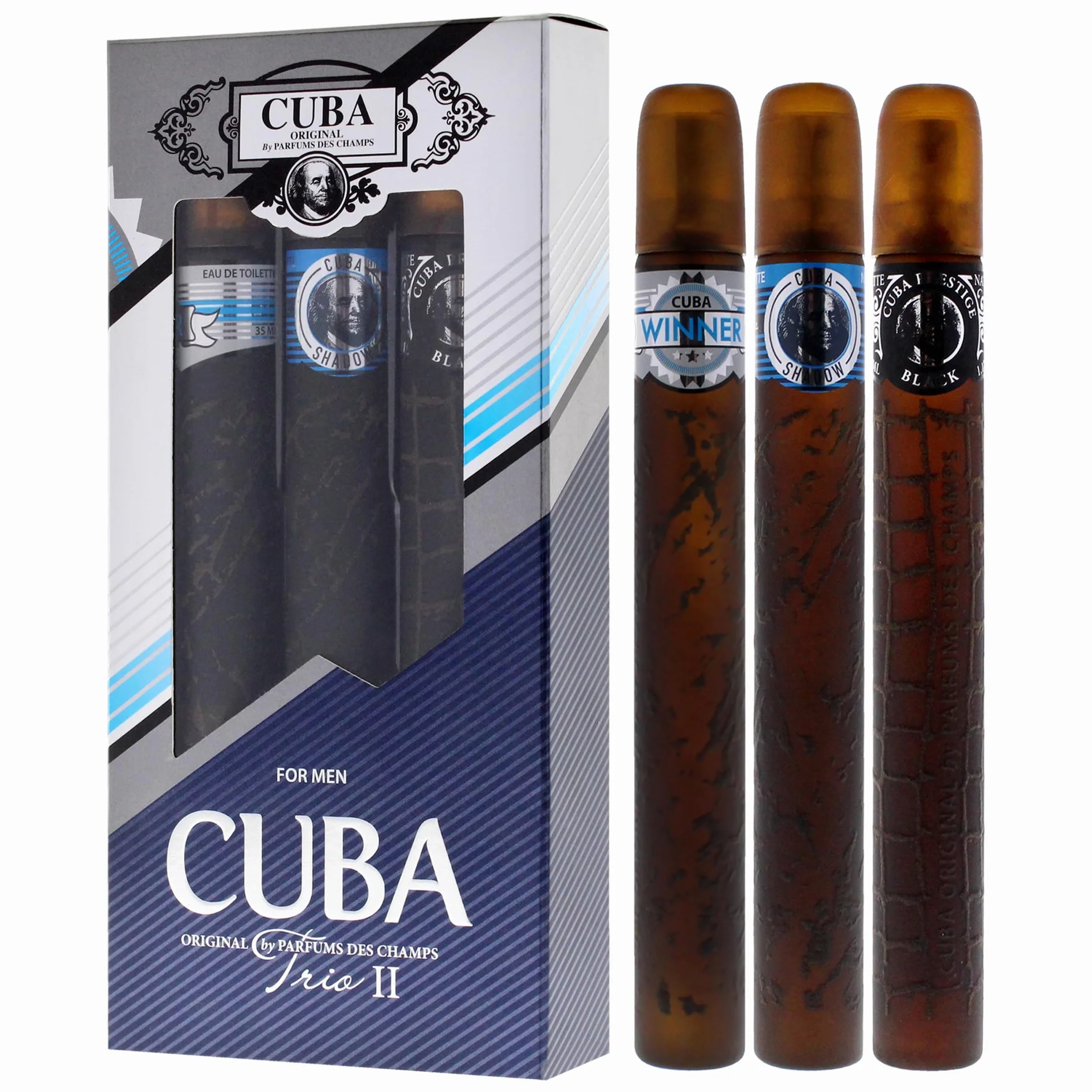 Cuba Set regalo profumo da uomo: Winner, Shadow, Prestige Black, 3 pezzi EDP spray da 33,2 g