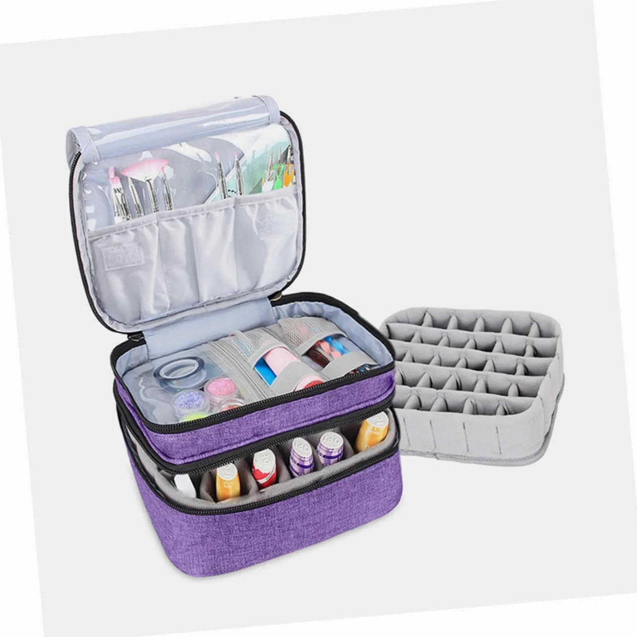 Gatuida Borsa Organizer per Smalti e Oli Essenziali Maniglia Custodia Portatile per Trasporto e Riporre Oggetti in Modo Razionale Base Rimovibile Coperchio Sicuro
