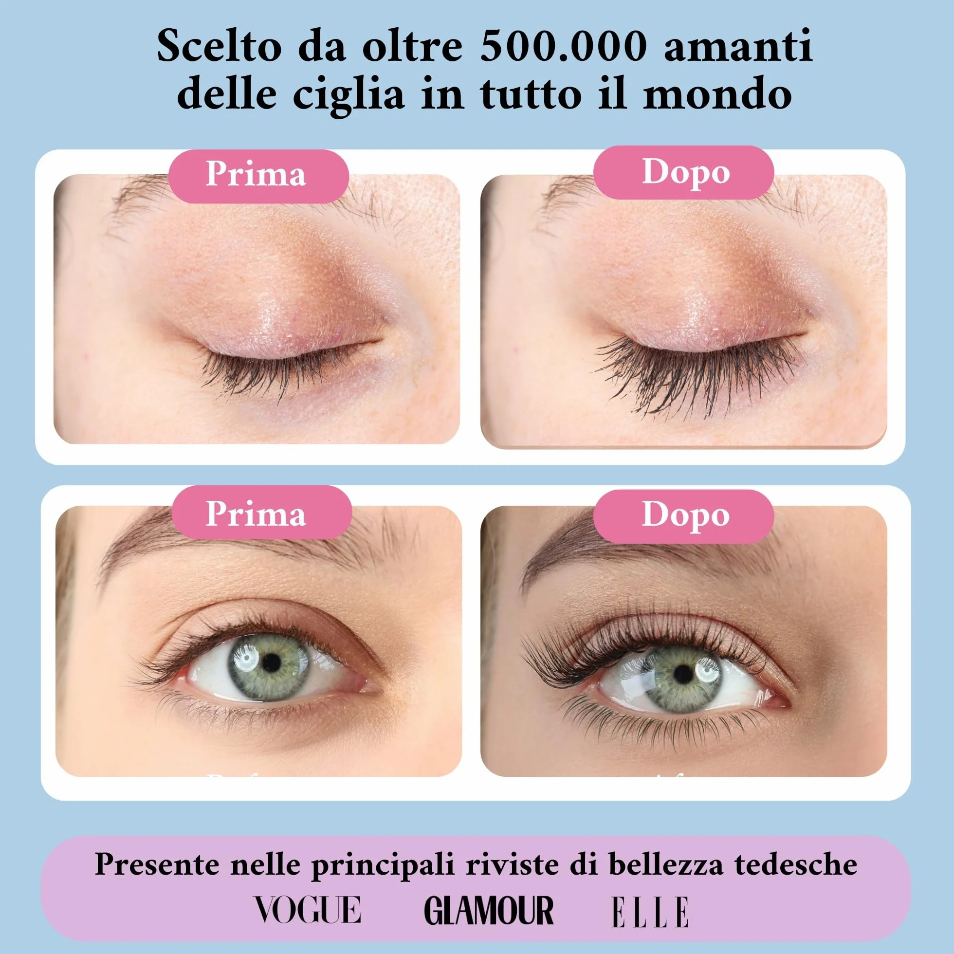 JEUXLORÉ Siero per Ciglia e Sopracciglia – Rinforzante Naturale Crescita Rapida – Ciglia Lunghe e Folte in 4 Settimane – Siero Ciglia Naturale e Nutriente 3ml – Formula Olio di Ricino Biologico