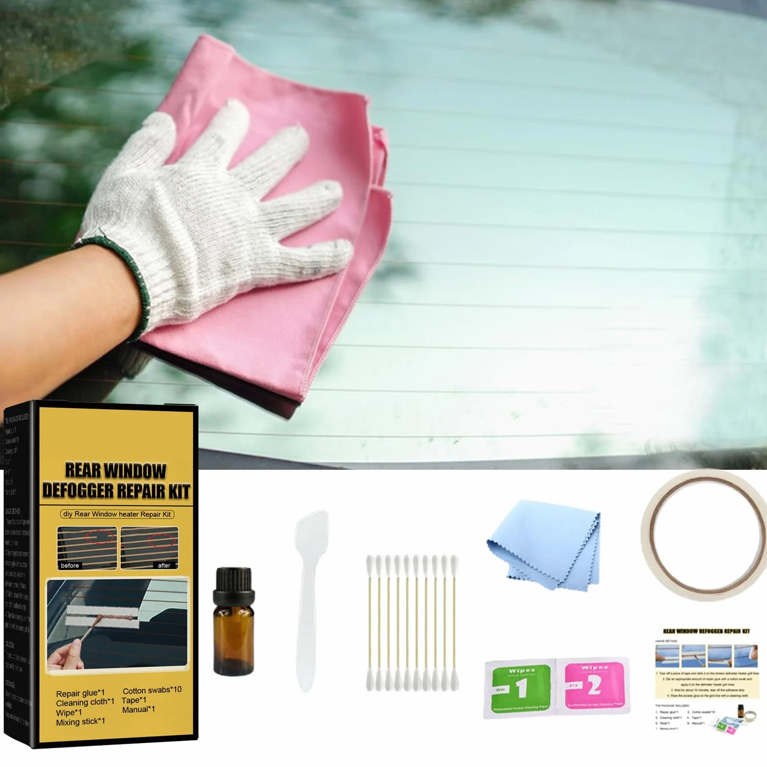 Kit Riparazione Sbrinatore Lunotto Posteriore Auto, Set Riparazione Griglia Riscaldata Conduttiva