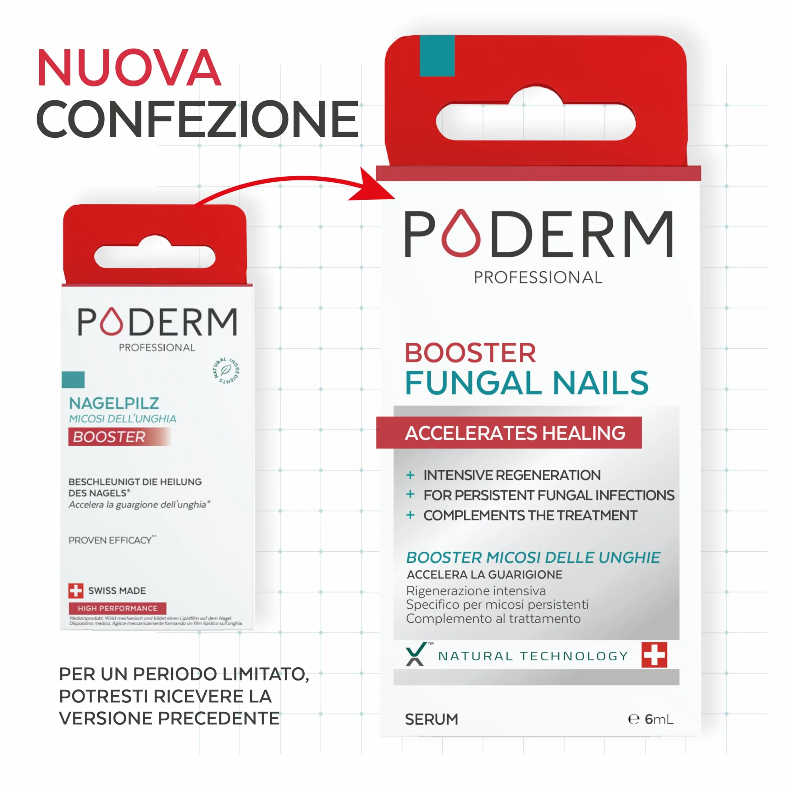 Trattamento micosi unghie piedi PODERM COMPLEMENT BOOSTER Prodotto in Svizzera