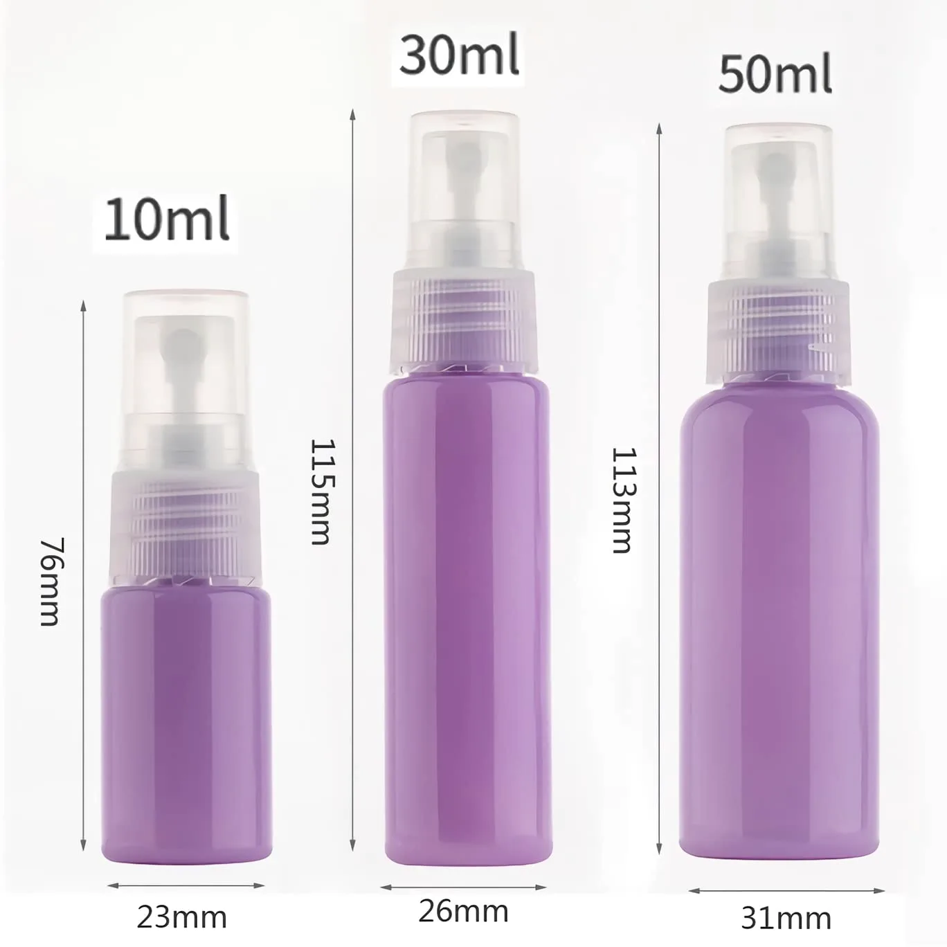50 Pezzi 50ml Viola plastica flacone spray Con Sprayer Mini Flacone Spray Portatile Riutilizzabile per Nebbia, Bottiglia di Profumo, Cosmetica, Viaggio