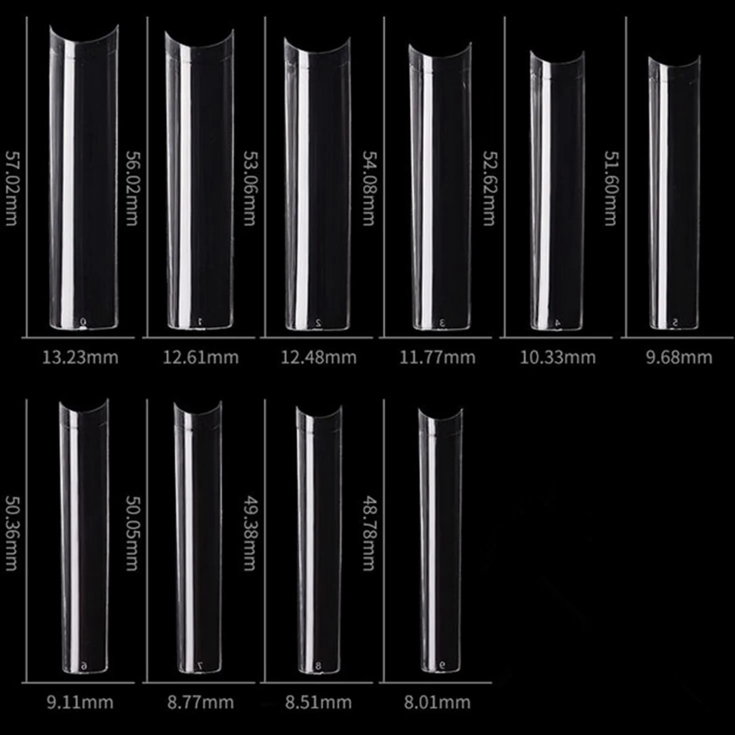 Punte per unghie quadrate senza curve C - Punte per unghie lunghe senza curva C - 500 pezzi senza curva C Xxl Punte per unghie finte dritte quadrate mezza copertura unghie finte trasparenti