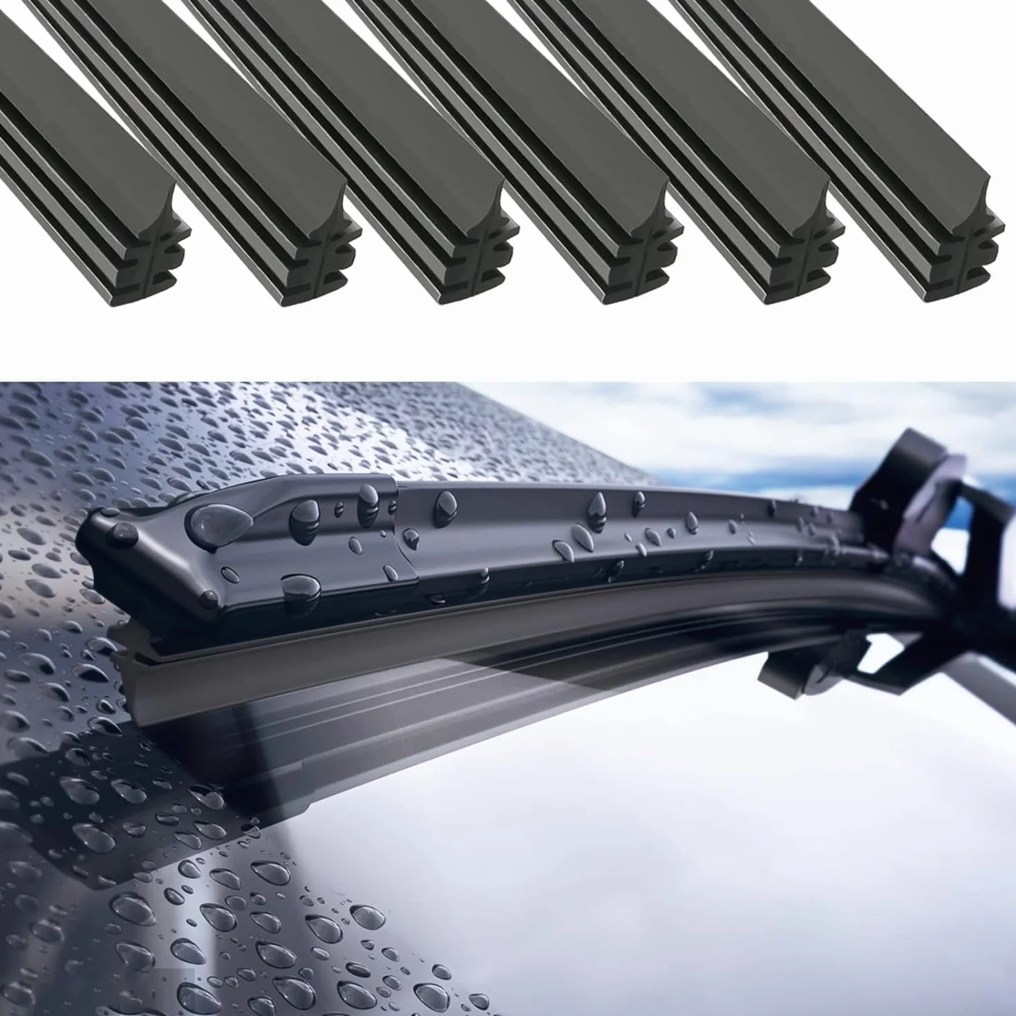 Gomma Universale di Ricambio per Tergicristalli 800 mm 6 Pezzi