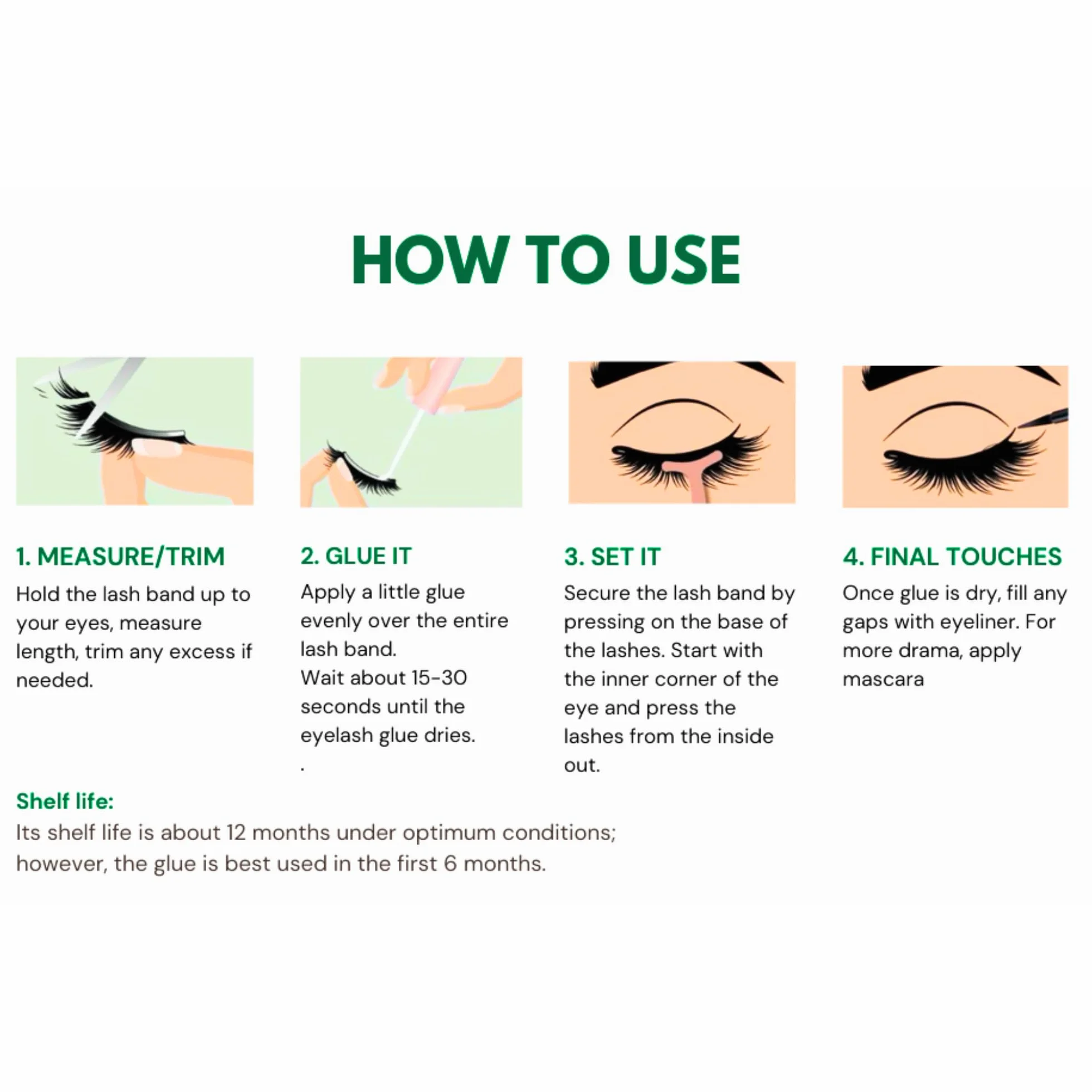Colla DUO resistente all'acqua per ciglia e sopracciglia, vegana (1 Duo green)