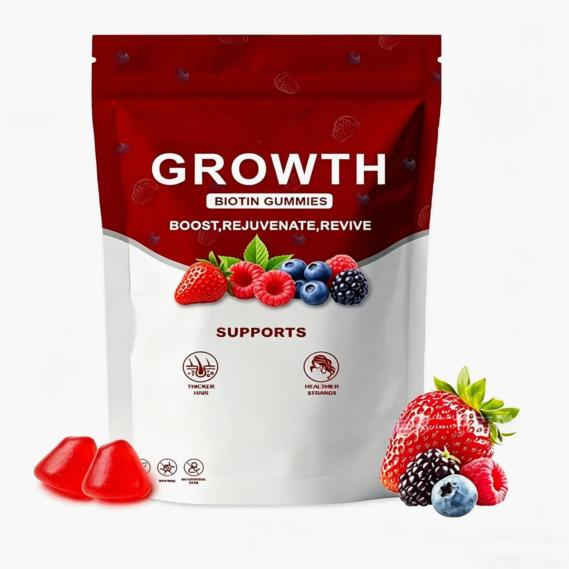 Gummies per Crescita Capelli con Biotina, Collagene & Estratti Vegetali | Supportano la Forza dei Capelli, la Salute della Pelle & delle Unghie, Senza OGM