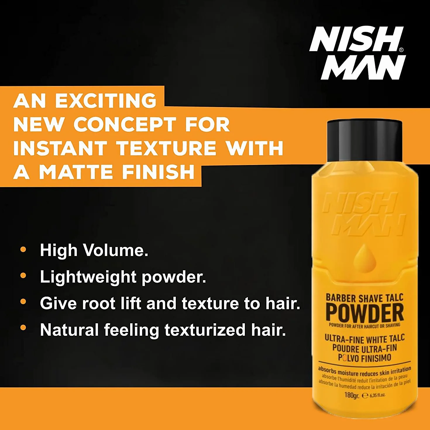 NISHMAN Barber Shave Talk Polvere 180g - Polvere da Barba per Barbieri e Parrucchieri - Esperienza di Rasatura Perfetta, Pre-Barba Confortevole & Risultati Lisci