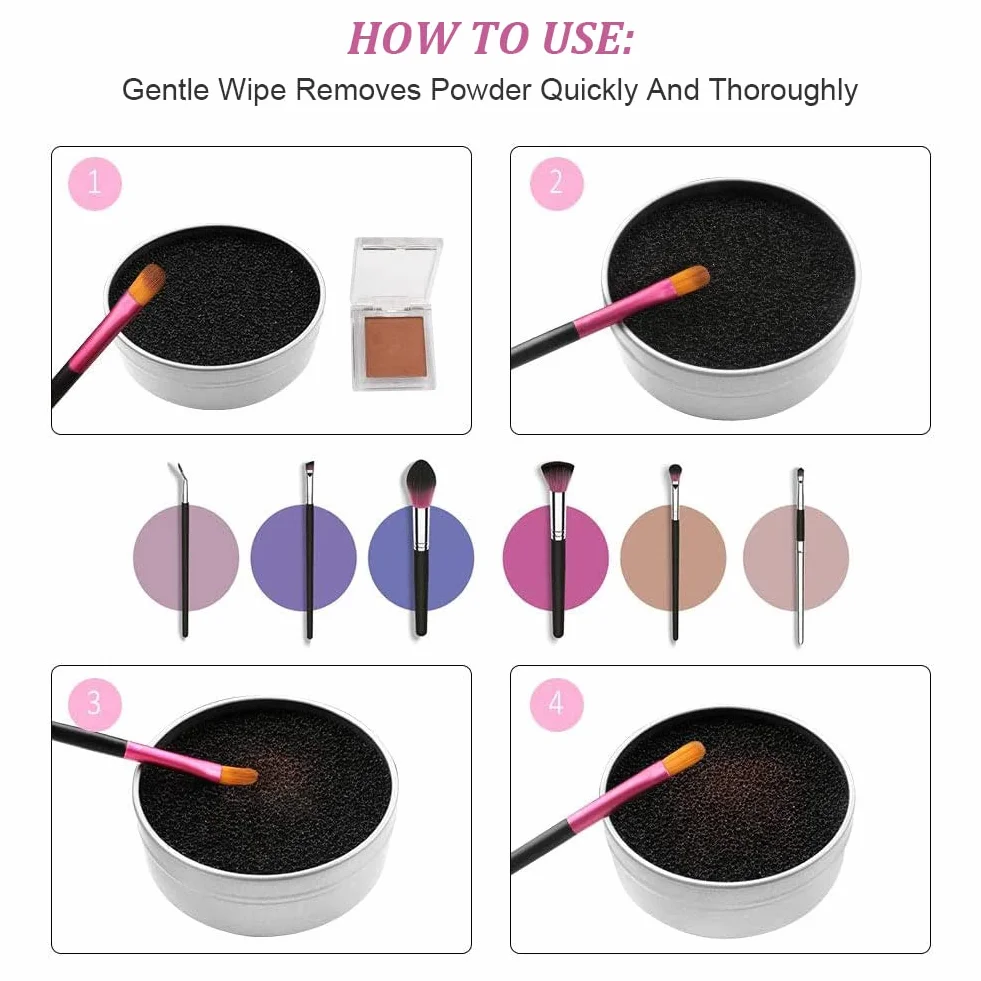 Scatola per la Pulizia di Pennelli per Spugne,Detergente per Pennelli per Trucco,Spugna Cosmetica di Pulizia Della Spazzola + Scatola Asciutta di Pulizia Della Spazzola di Separazione Umida,2 Pezzi