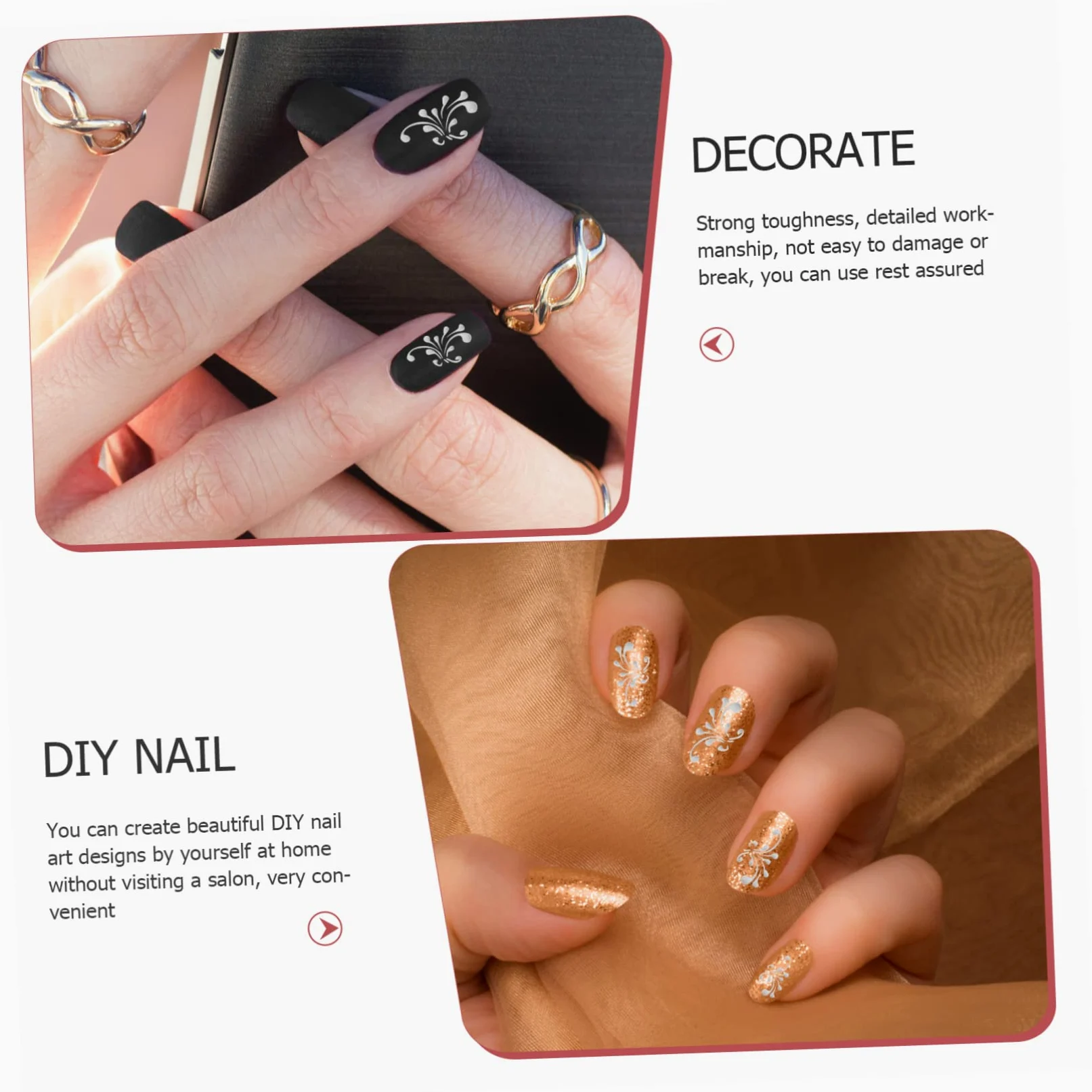 2 Set Adesivi Per Unghie Con Design Embossed Decorazioni Per Nail Art Autoadesive Adesivi Impermeabili E Facili Applicare Per Manicure E Feste 8 Fogli*2