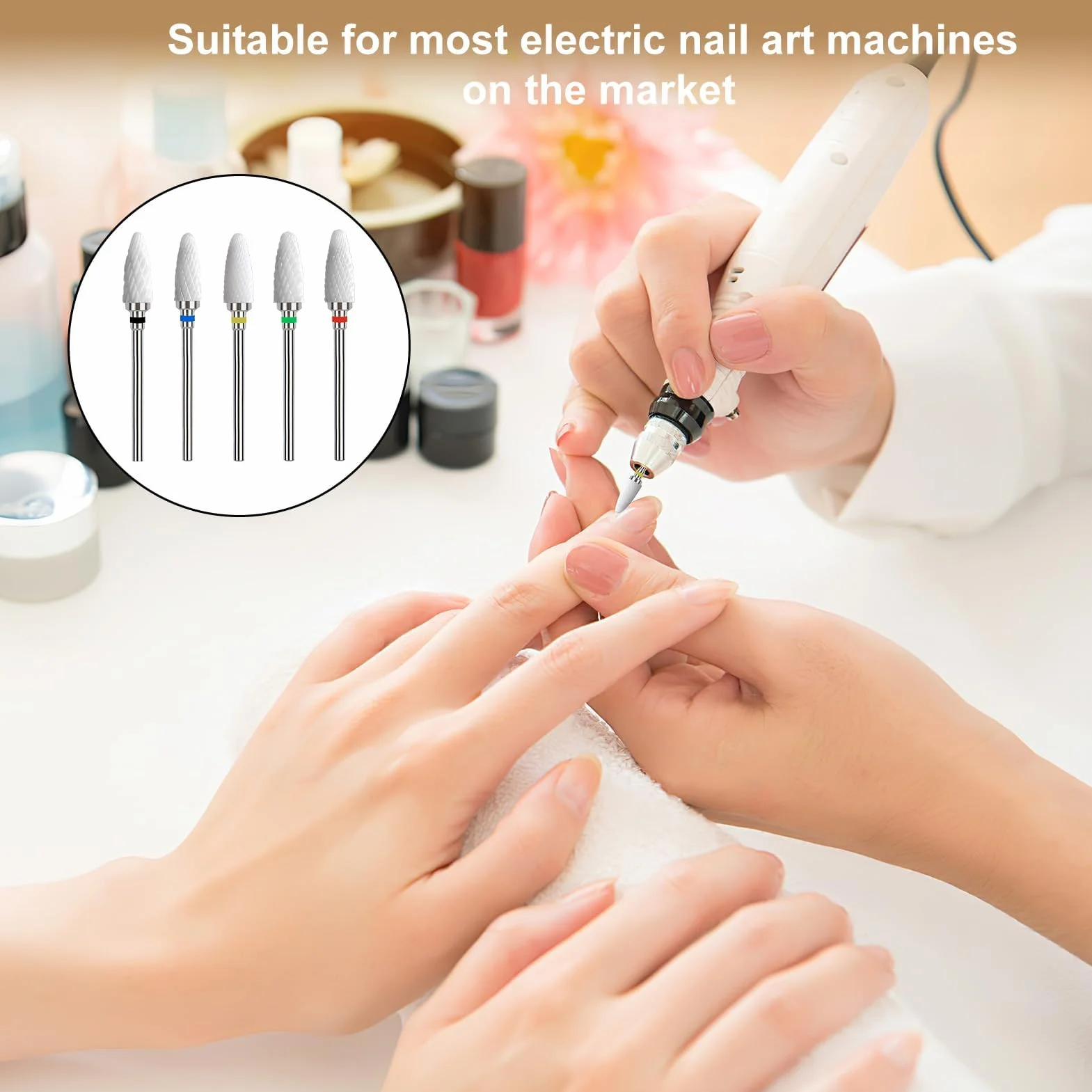 Ceramica Fresa Unghie 5 Punte Rimozione Gel Manicure Elettrico Accessori Professionali 3/32 Pollici