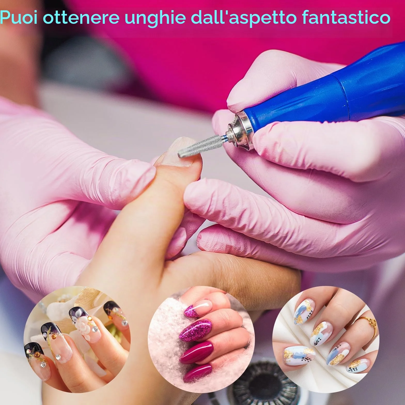 Qianyu Set 3 punte per fresa unghie lega tungsteno metallo duro professionali manicure pedicure