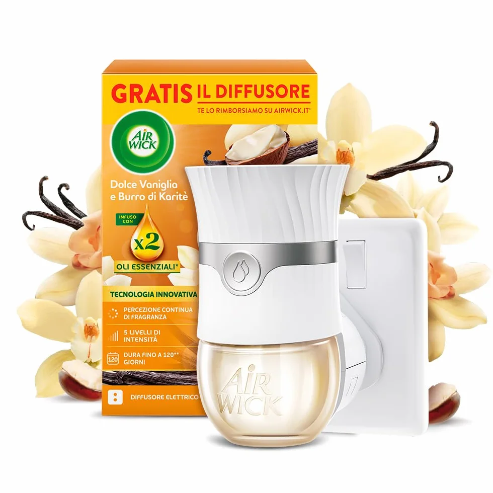 Air Wick Diffusore Elettrico Oli Essenziali Vaniglia Burro Karitè 1 Ricarica
