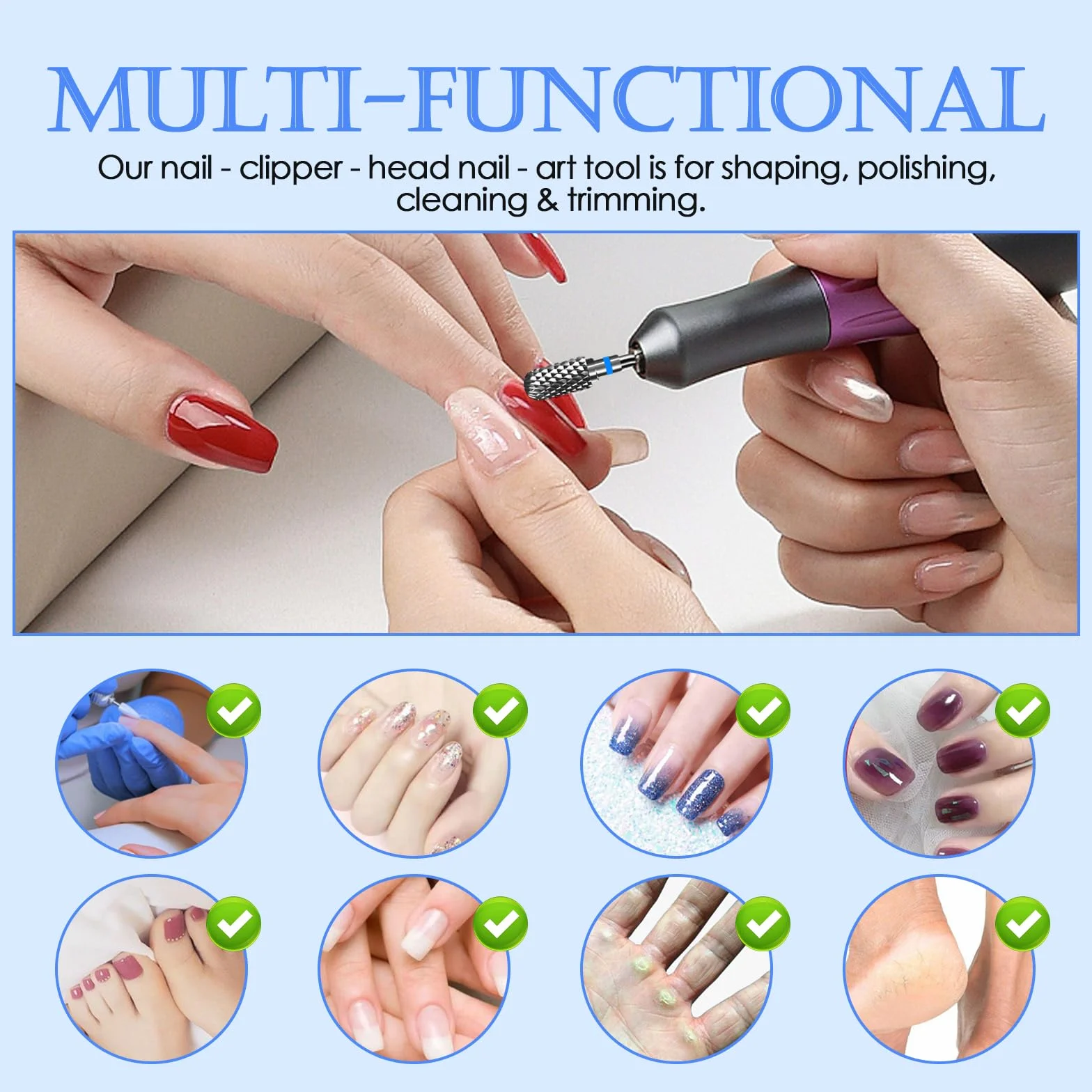 Punte per fresa unghie 2,35 mm universali manicure pedicure