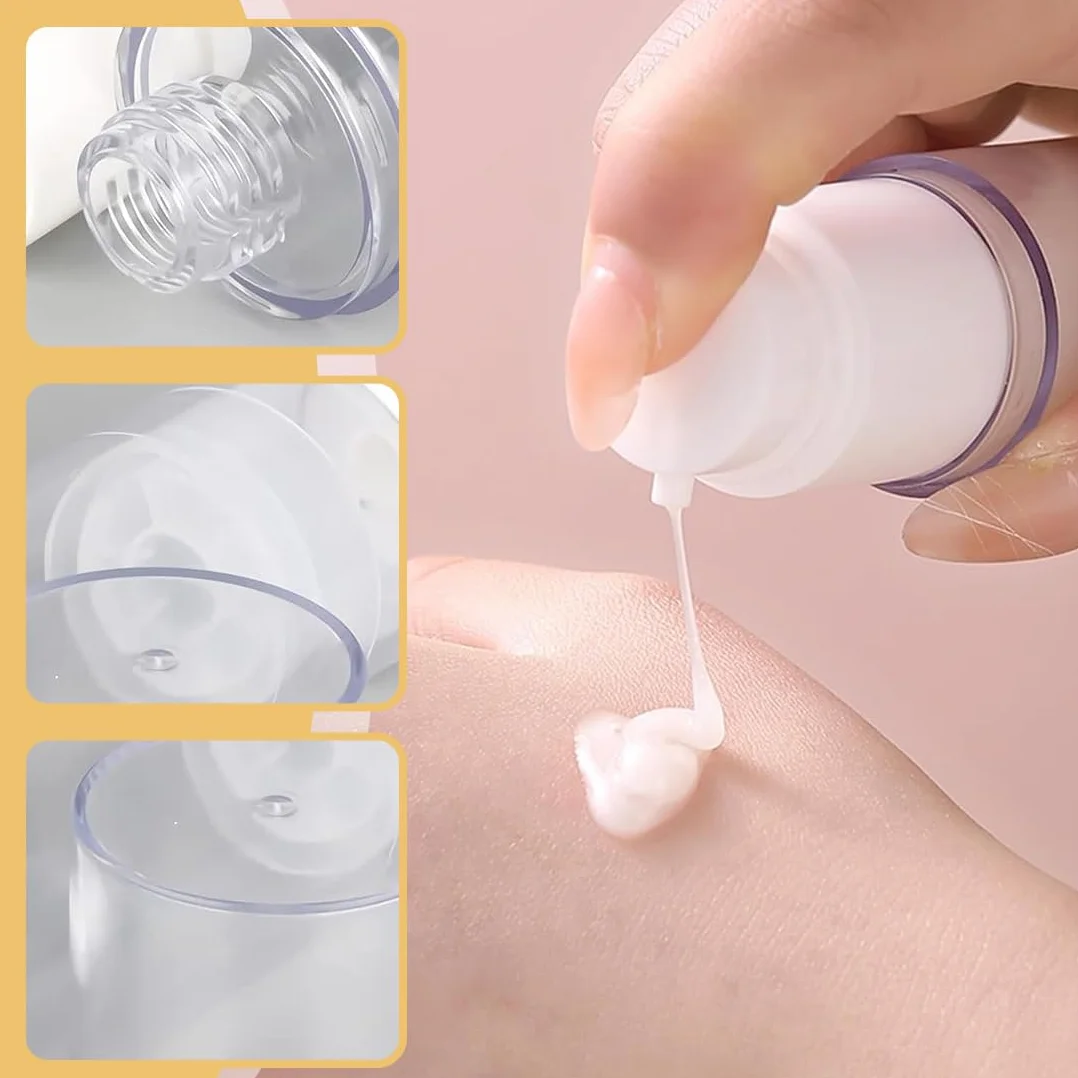 4 dispenser per crema, 5ml, 10 ml, 30 ml, 50 ml, senza senz'aria, Flaconi da Viaggio Trasparente, Airless Contenitore Crema Pump, Dispenser Cosmetico da Riempire, per Lozione, Fondotinta