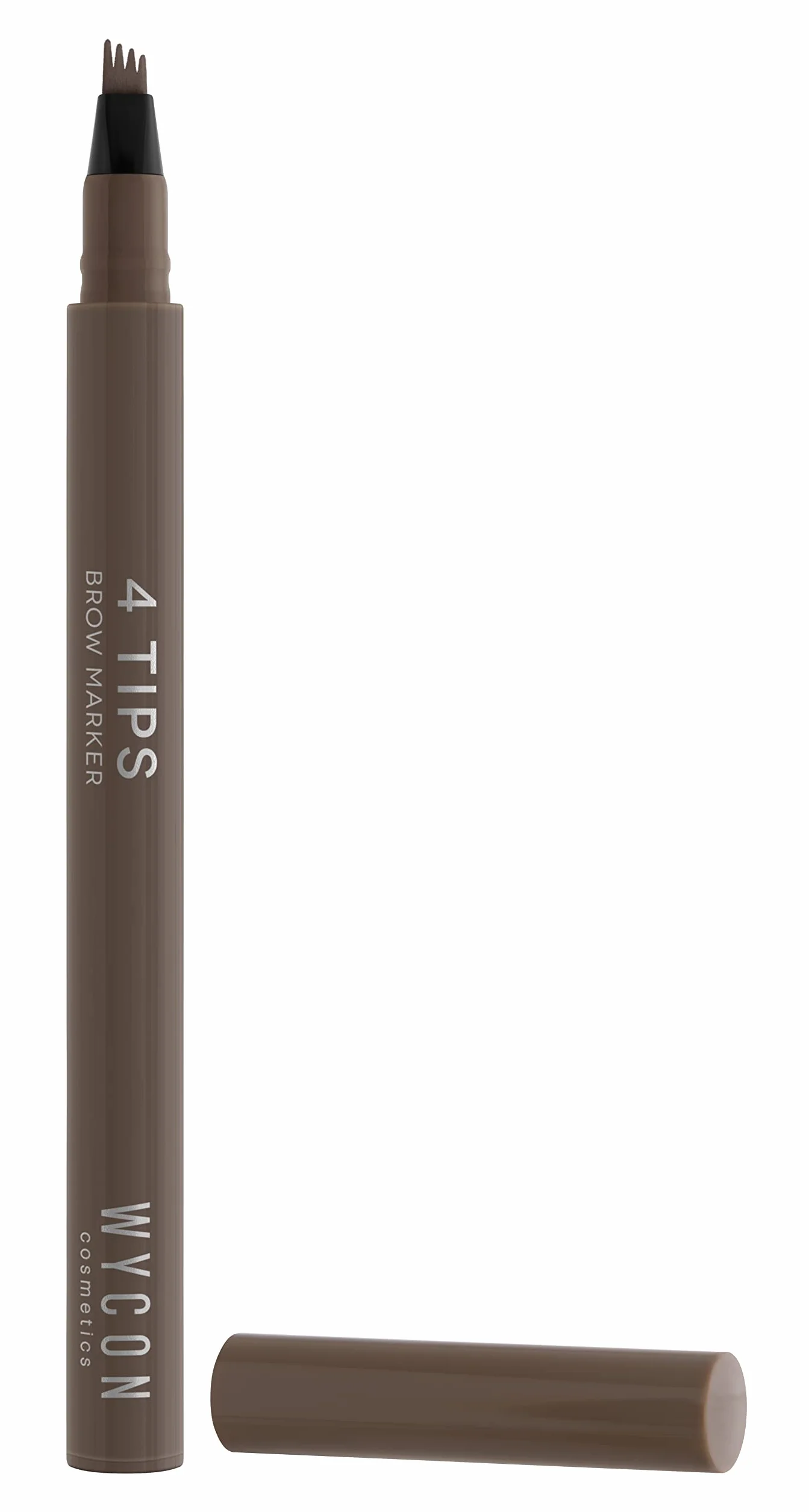 WYCON cosmetics 4 TIPS BROW MARKER - Pennarello Sopracciglia con applicatore a 4 punte in feltro, tratto sottile delicato naturale e resistente all’acqua (05 DEEP BROWN)