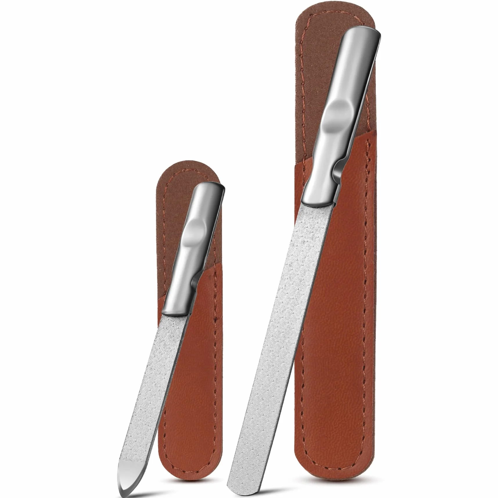 FVION Lime per Unghie in Acciaio Inossidabile - 2 Pezzi Lime Professionali per Unghie Doppia Faccia, Limetta Unghie in Metallo per Manicure e Pedicure