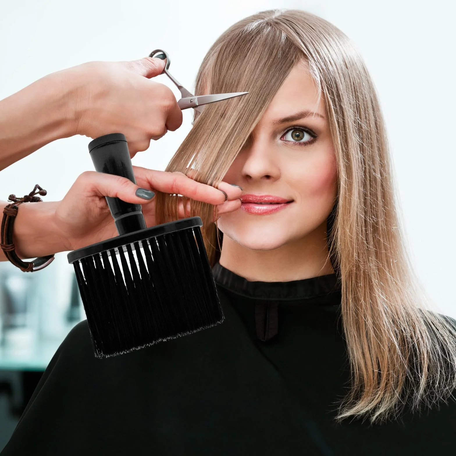 3 pennelli da parrucchiere, set di pennelli per il collo, per parrucchiere, per il collo, per capelli, per il barbiere, per la pulizia dei capelli, per la rimozione della polvere, colore nero