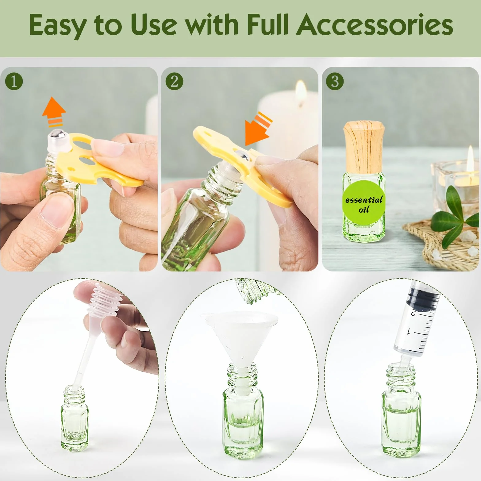 16pcs Roll On Vuoto per Oli Essenziali con Sfera in Acciaio Inossidabile, 3ml Roll On Oli Essenziali, Contenitore Flaconcini Vuoti, Bottiglie Flaconcini Vuoti per Olio Essenziale, Aromaterapia