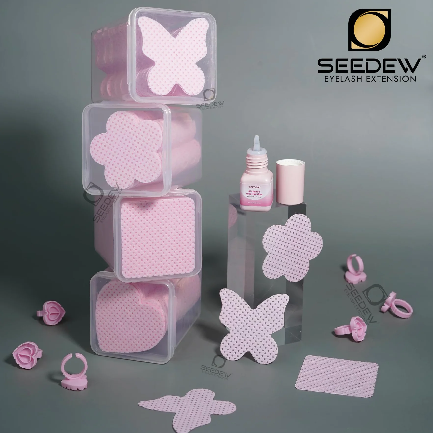 200 Pezzi Salviette Colla Ciglia, Panno Magico Senza Pelucchi, Panni per la Pulizia di Colla, Extension Ciglia, Unghie (1 Scatola) (Confezione Semplice) - (Forma di Cuore, Rosa)