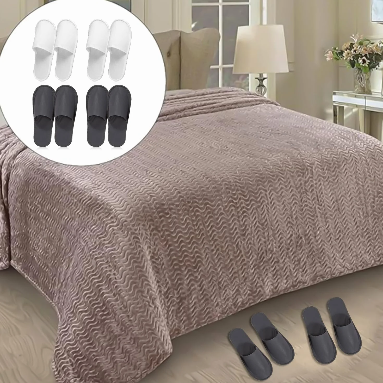 MagiSel 4paia Pantofole Usa e Getta Antiscivolo, Pantofole Chiuse in Spugna Premium, Ciabatte Monouso per Hotel, Spa, Casa, Viaggi, Unisex, Lavabili, Misura Universale