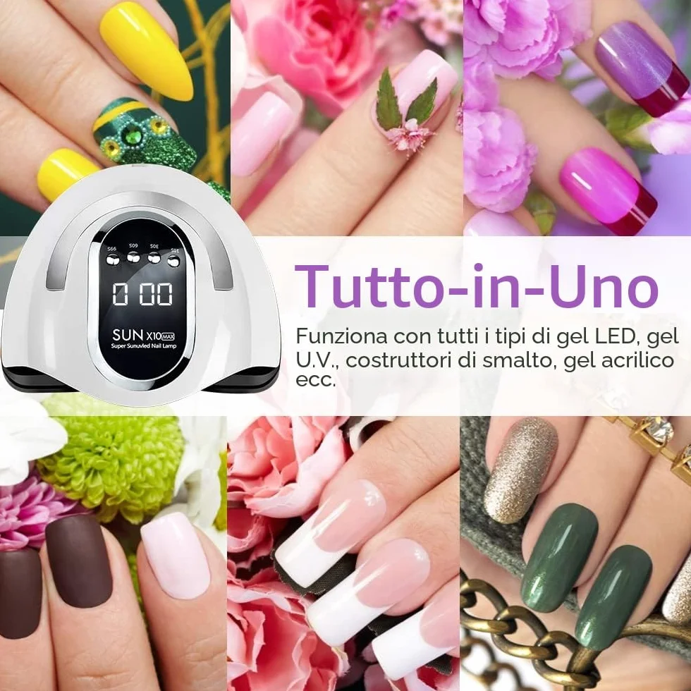 Lampada UV LED per Unghie 280W 66 LED Asciugatura Rapida Sensore Automatico Portatile