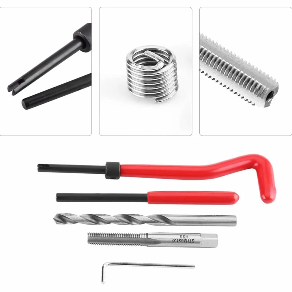 Kit di riparazione filo M10 x 1,25 15 pezzi per auto, set elicoidale manuale