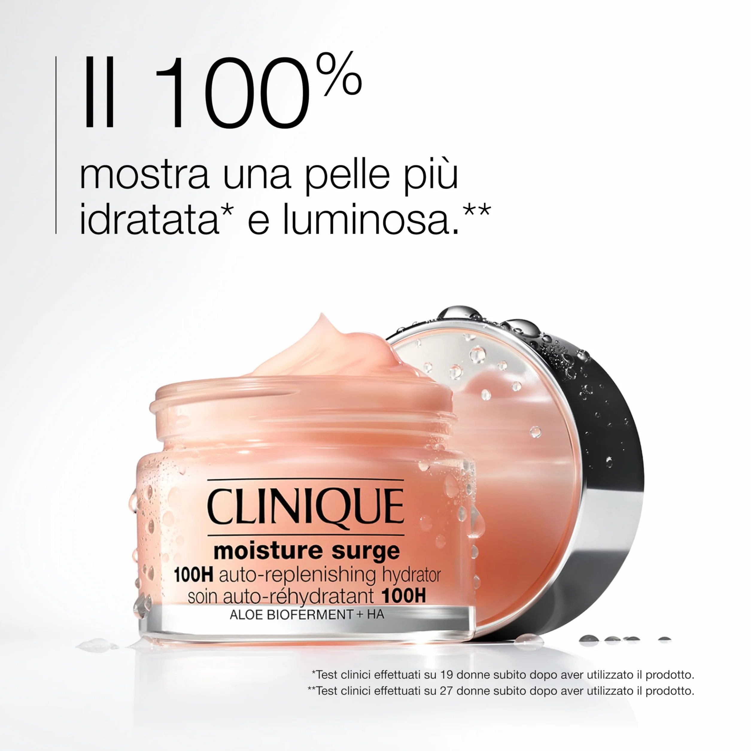 Clinique Moisture Surge 100H Auto-Replenishing Hydrator idratante con acido ialuronico per tutti i tipi di pelle | Idratazione fino a 100 h