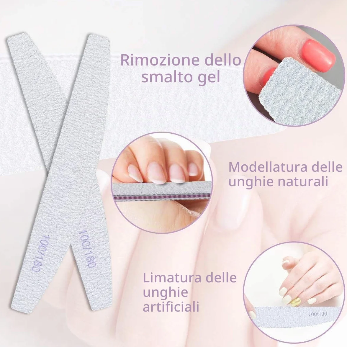 URAQT Lime per Unghie 100/180 Professionali Lavabili a Doppia Faccia, 16 Pezzi